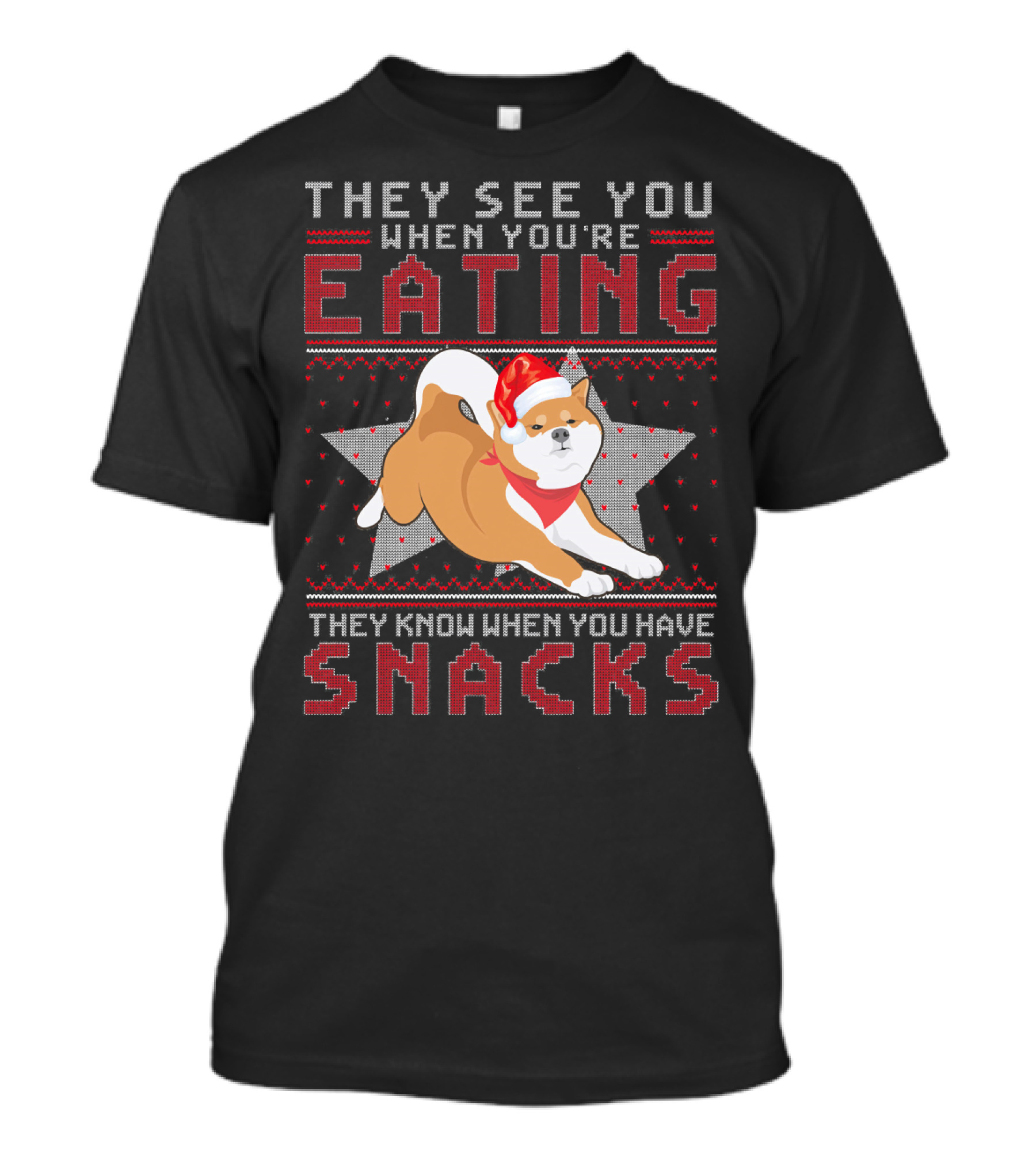 They See You When You're Eating Akita Inu Snacks Christmas T-Shirt