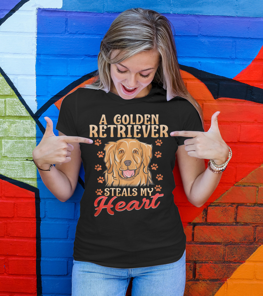 A Golden Retriever Steals My Heart T-Shirt