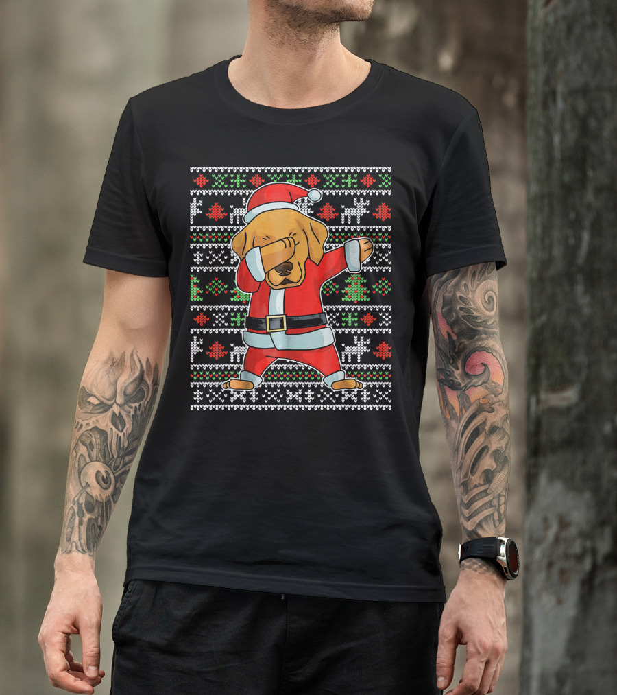 Golden Retriever Dog Christmas Santa Dab Ugly T-Shirt
