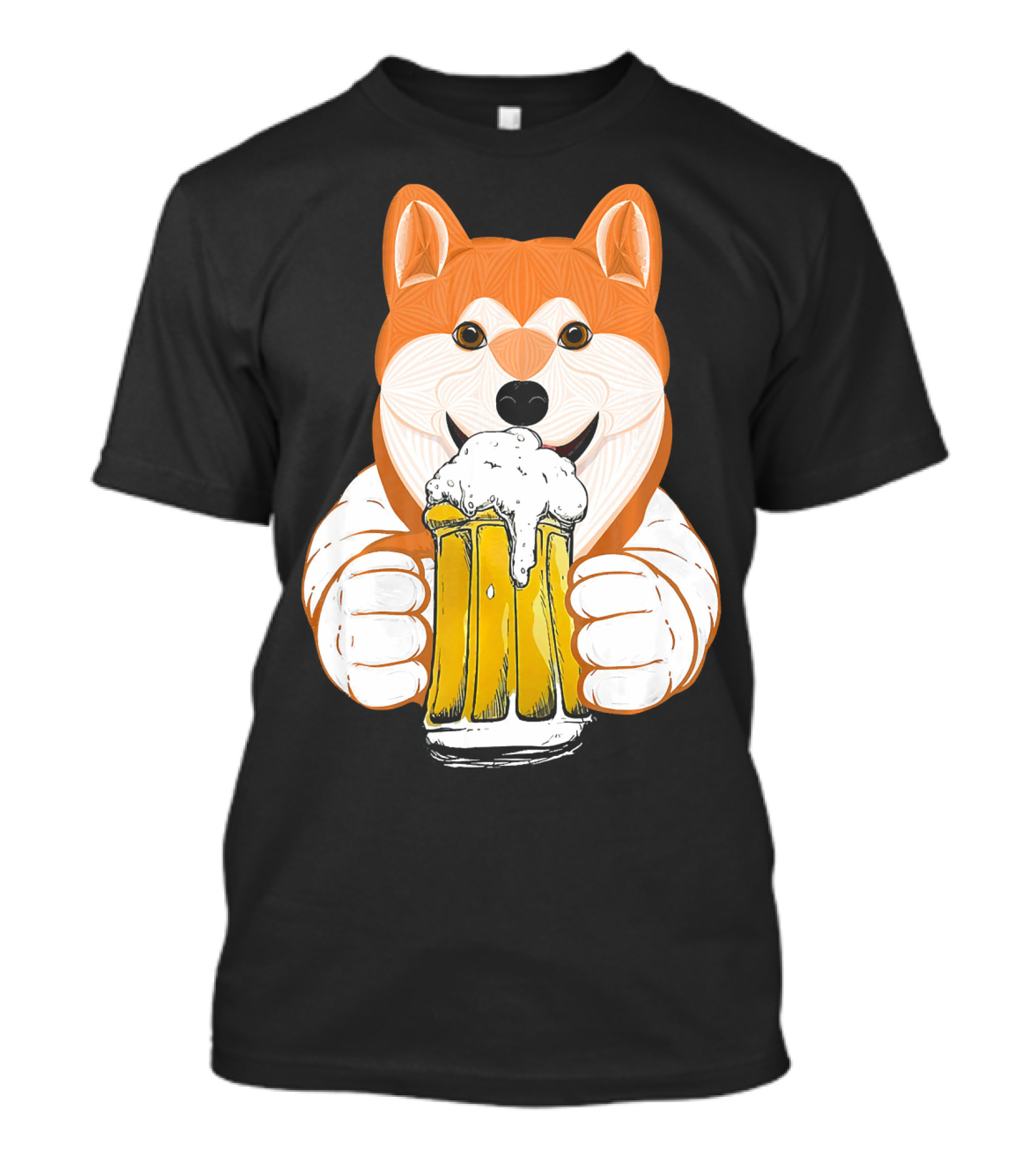 Funny Beer Drink Beer Pet My Aki Dog Holding Beer Mug T-Shirt