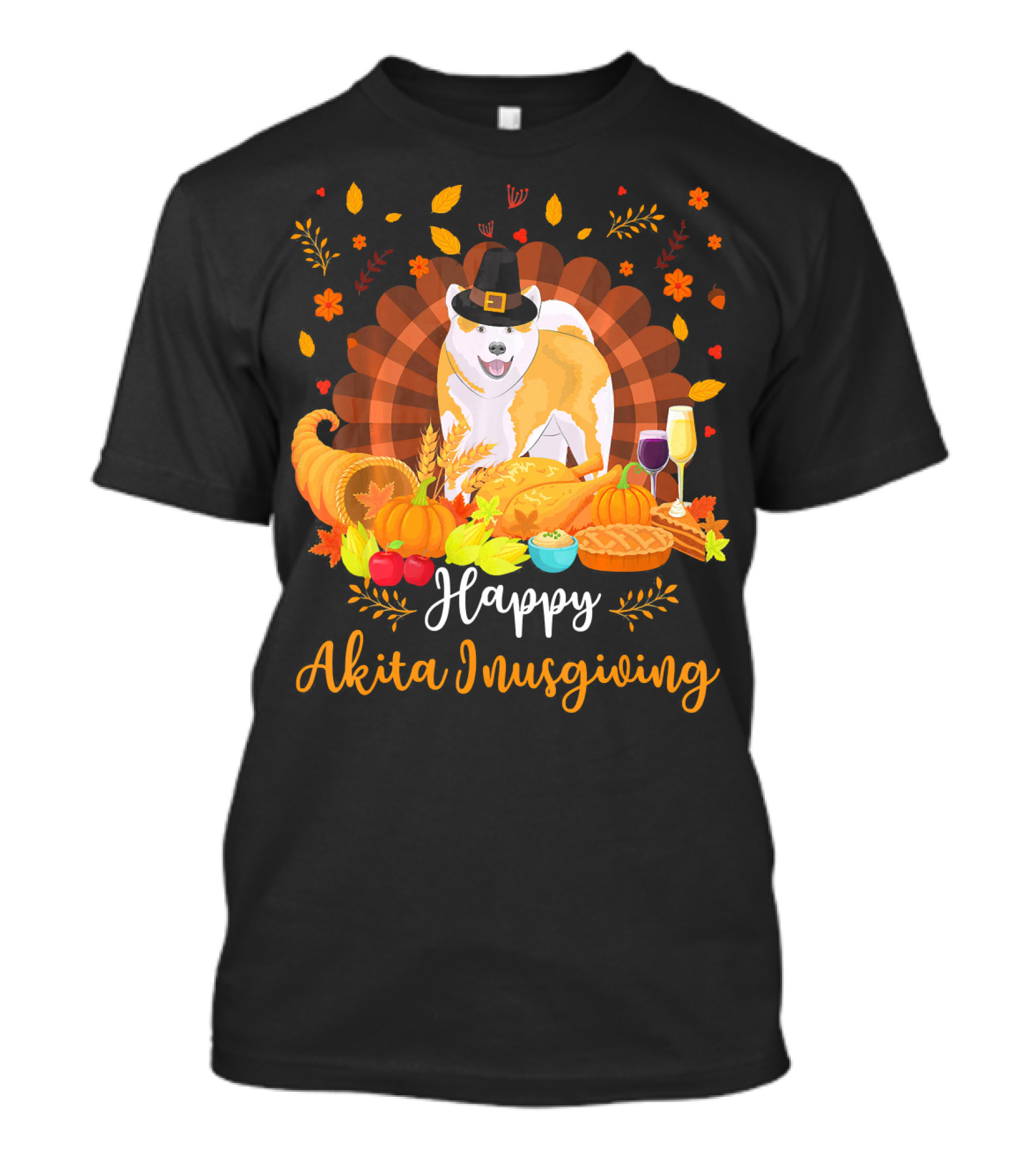 Happy Akita Inusgiving Thanksgiving Dog Feast T-Shirt