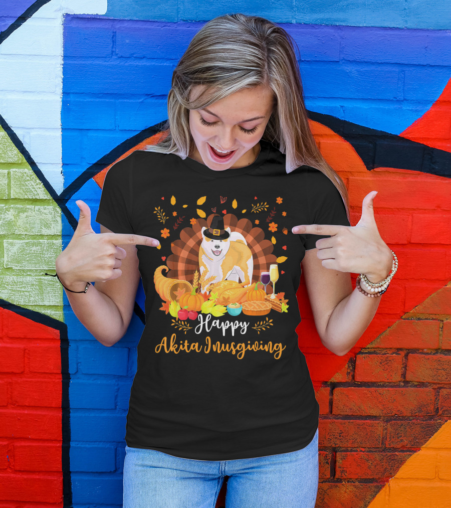 Happy Akita Inusgiving Thanksgiving Dog Feast T-Shirt