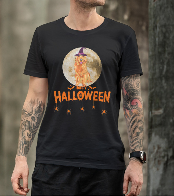 Golden Retriever Halloween Witch Lover Happy Halloween T-Shirt
