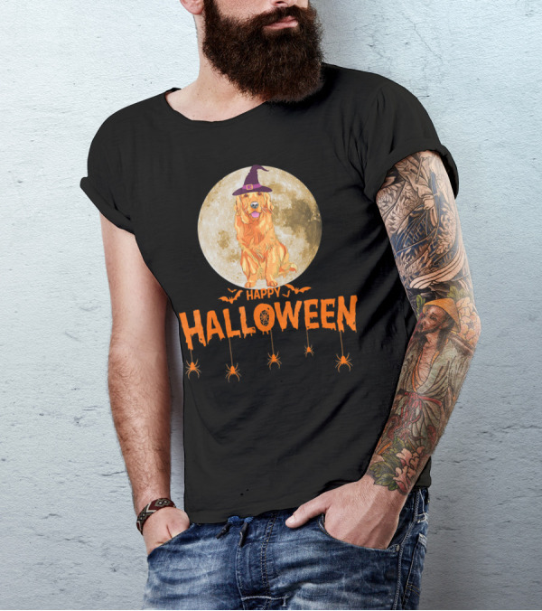 Golden Retriever Halloween Witch Lover Happy Halloween T-Shirt