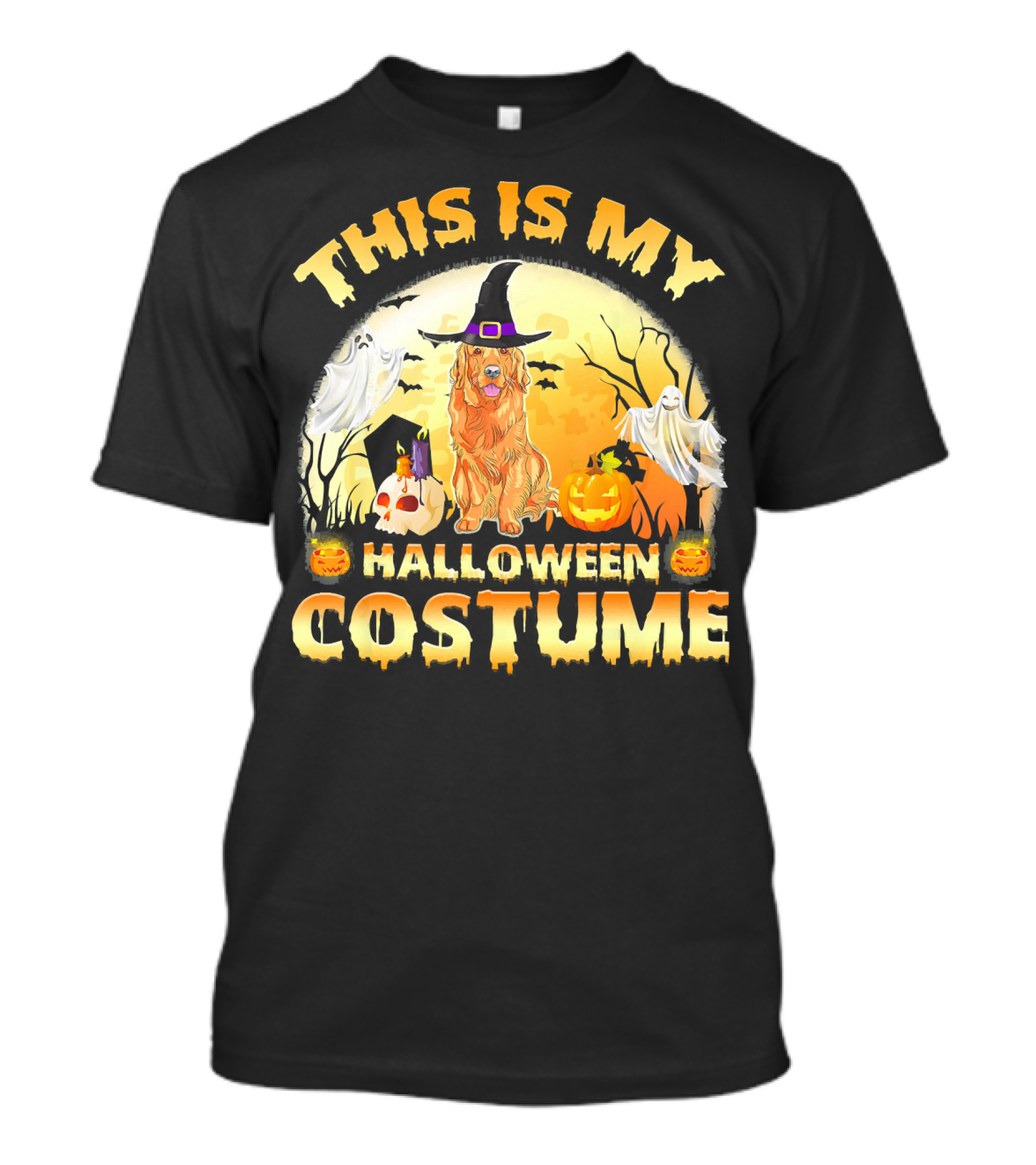 This Is My Halloween Costume Golden Retriever Dog Witch Pumpkin T-Shirt