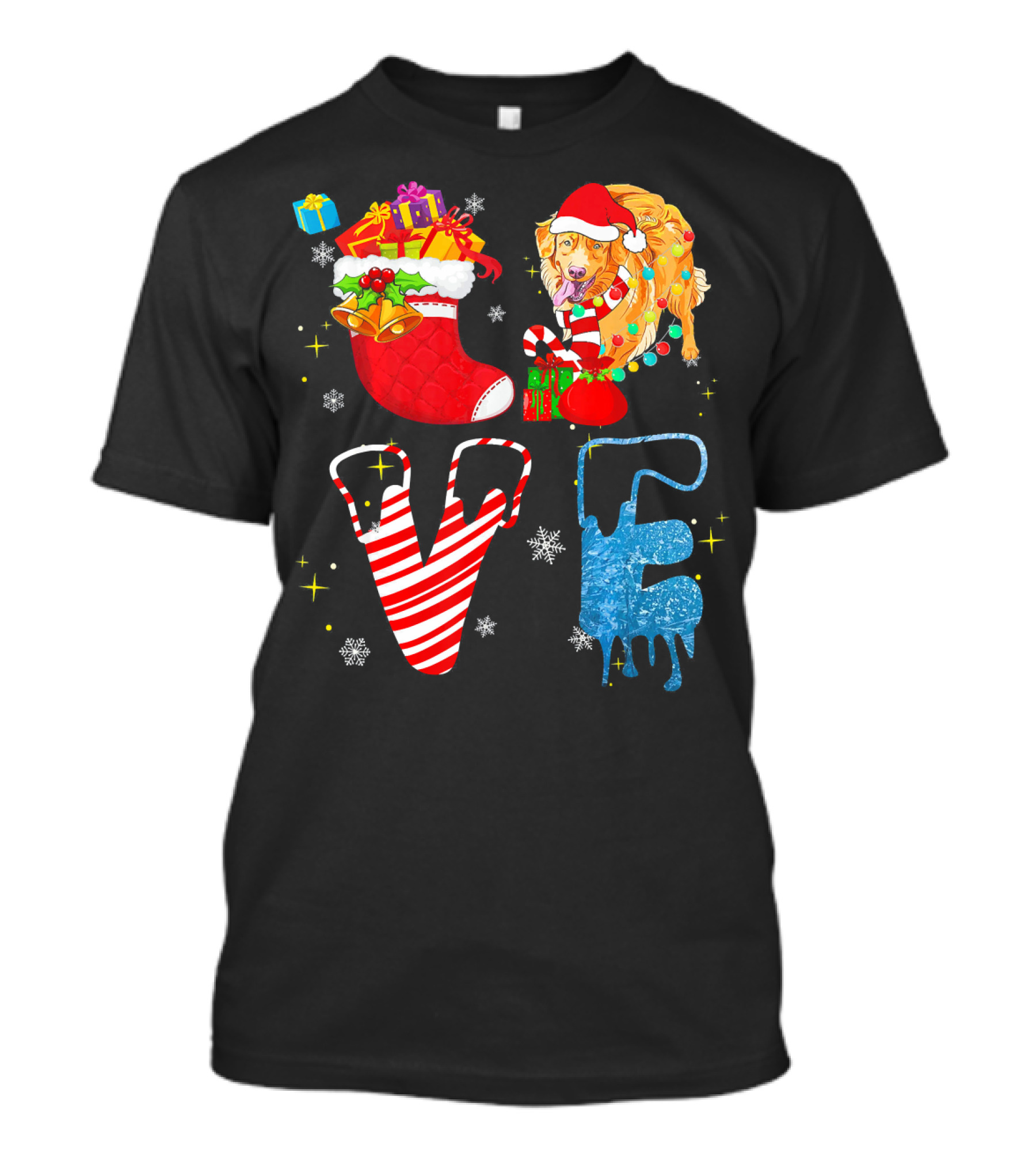 Golden Retriever Christmas Love Forever Merry T-Shirt
