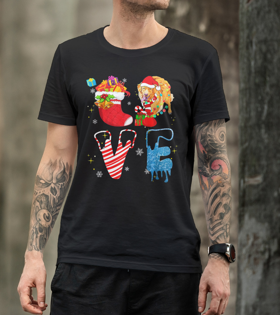 Golden Retriever Christmas Love Forever Merry T-Shirt