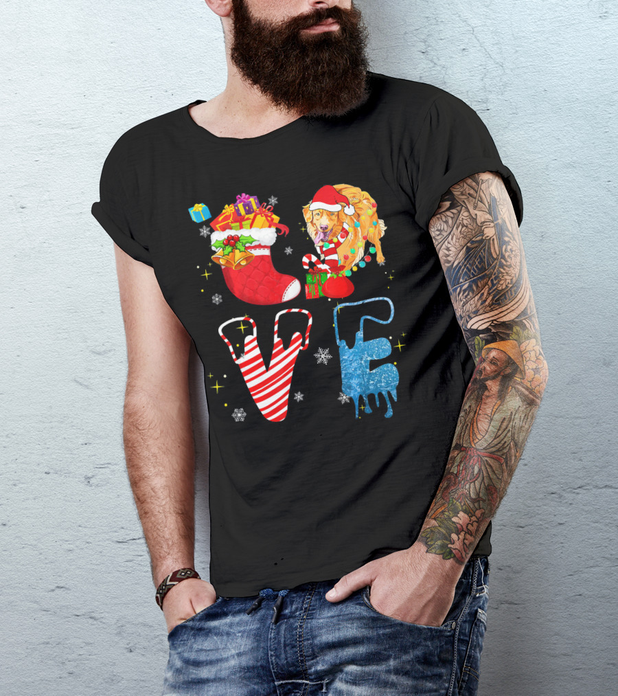 Golden Retriever Christmas Love Forever Merry T-Shirt