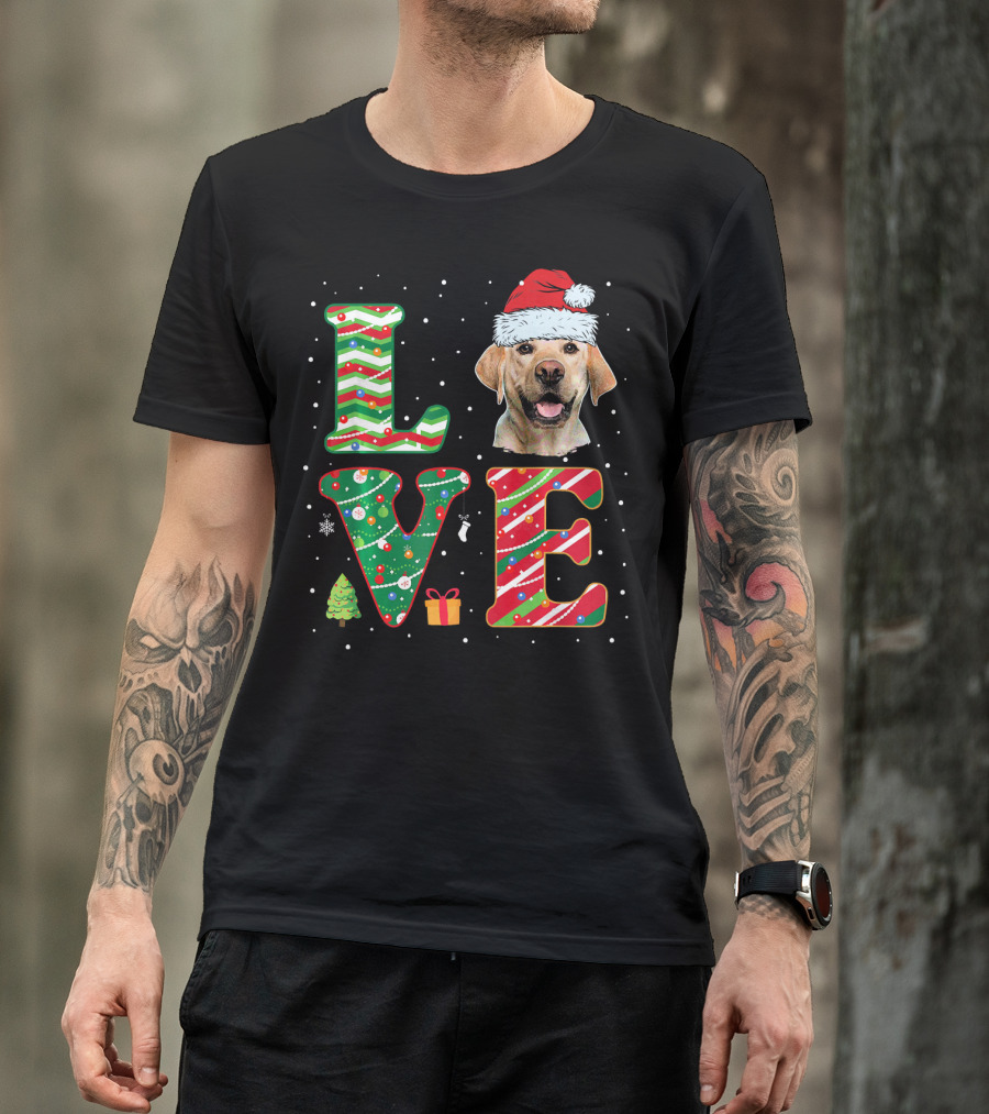 Funny I Love Labrador Retriever Christmas Santa Hat Holiday Festive T-Shirt