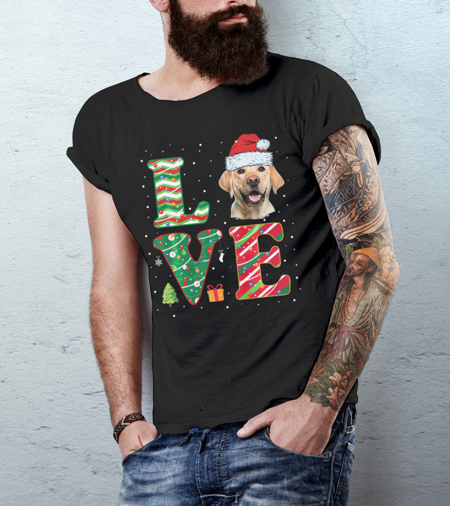 Funny I Love Labrador Retriever Christmas Santa Hat Holiday Festive T-Shirt