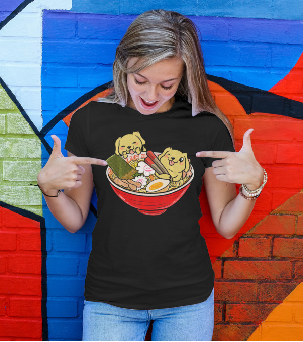 Golden Retriever Ramen Bowl Kawaii Japan Cute Dog T-Shirt