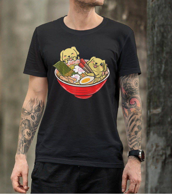 Golden Retriever Ramen Bowl Kawaii Japan Cute Dog T-Shirt