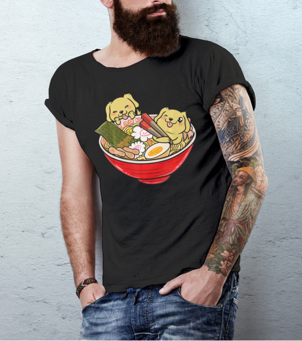 Golden Retriever Ramen Bowl Kawaii Japan Cute Dog T-Shirt