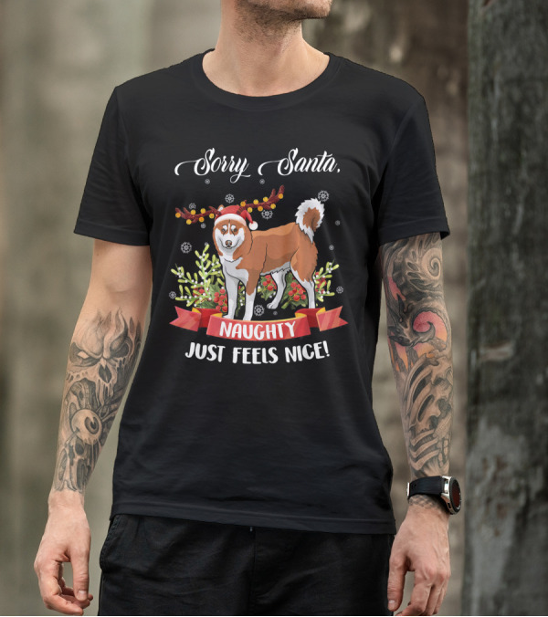 Sorry Santa Naughty Just Feels Nice Akita T-Shirt