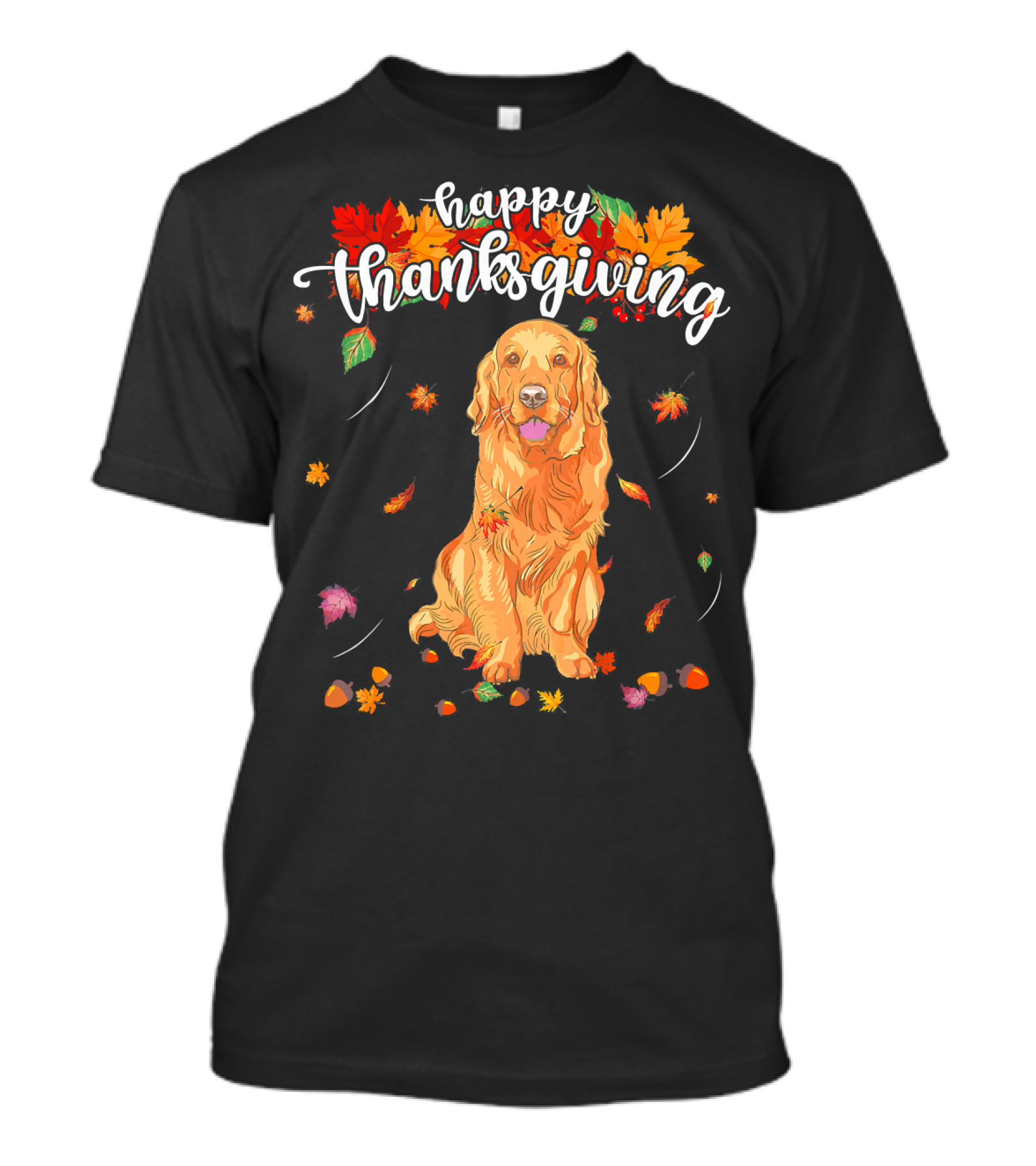 Happy Thanksgiving Cute Golden Retriever T-Shirt