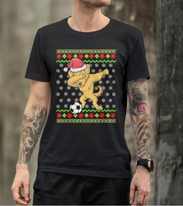 Golden Retriever Dabbing Soccer Christmas T-Shirt