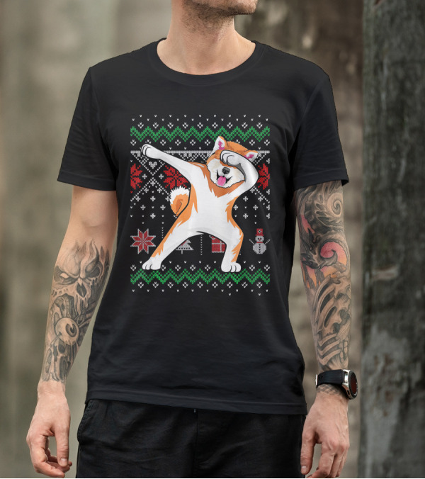 Akita Inu Dabbing Christmas T-Shirt