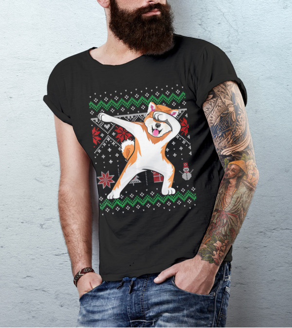 Akita Inu Dabbing Christmas T-Shirt