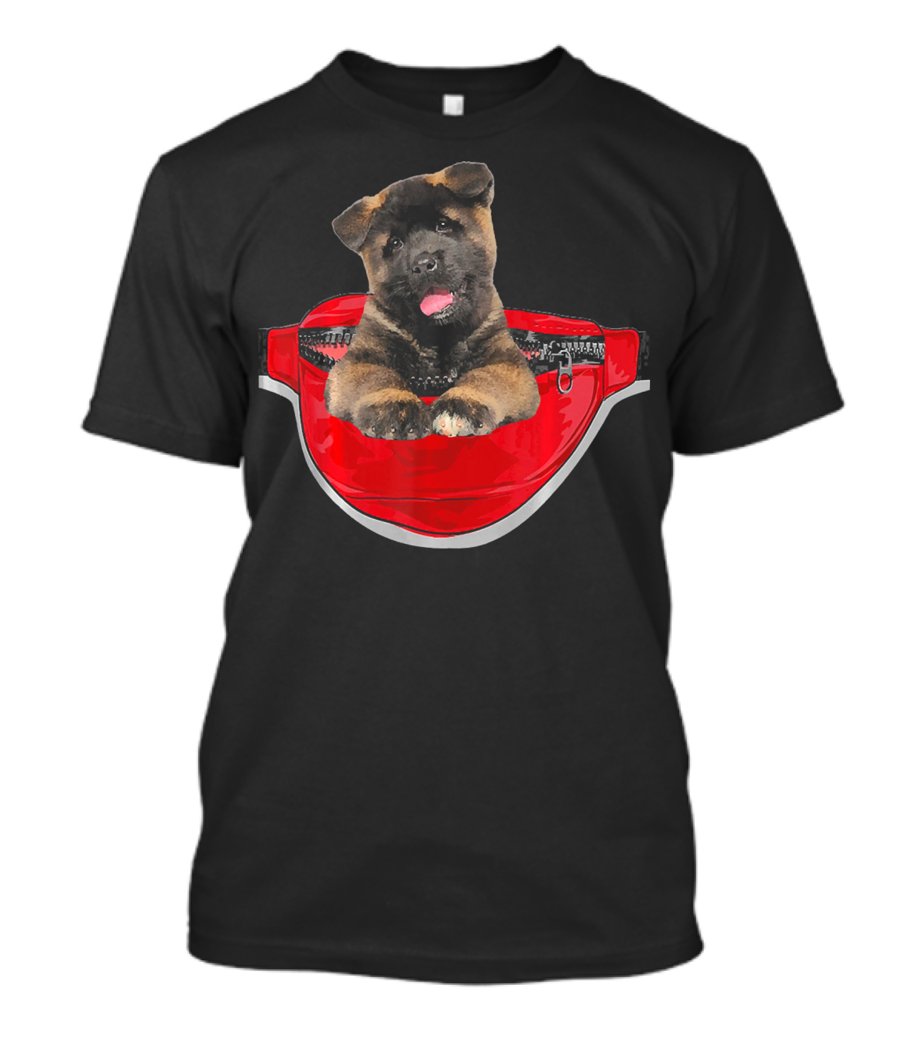 Funny Akita Dog In Red Waist Pack Pocket Lover T-Shirt