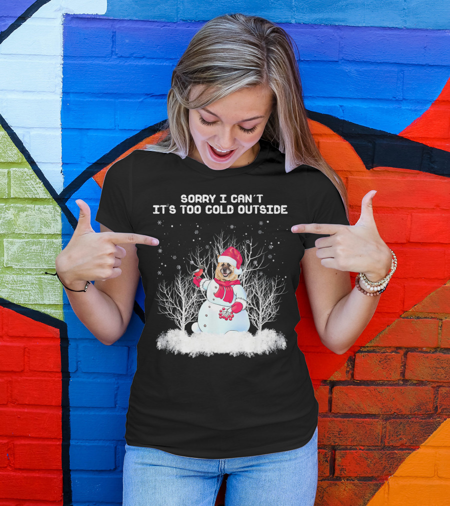 Sorry I Can't It's Too Cold Outside Akita Snowman T-Shirt