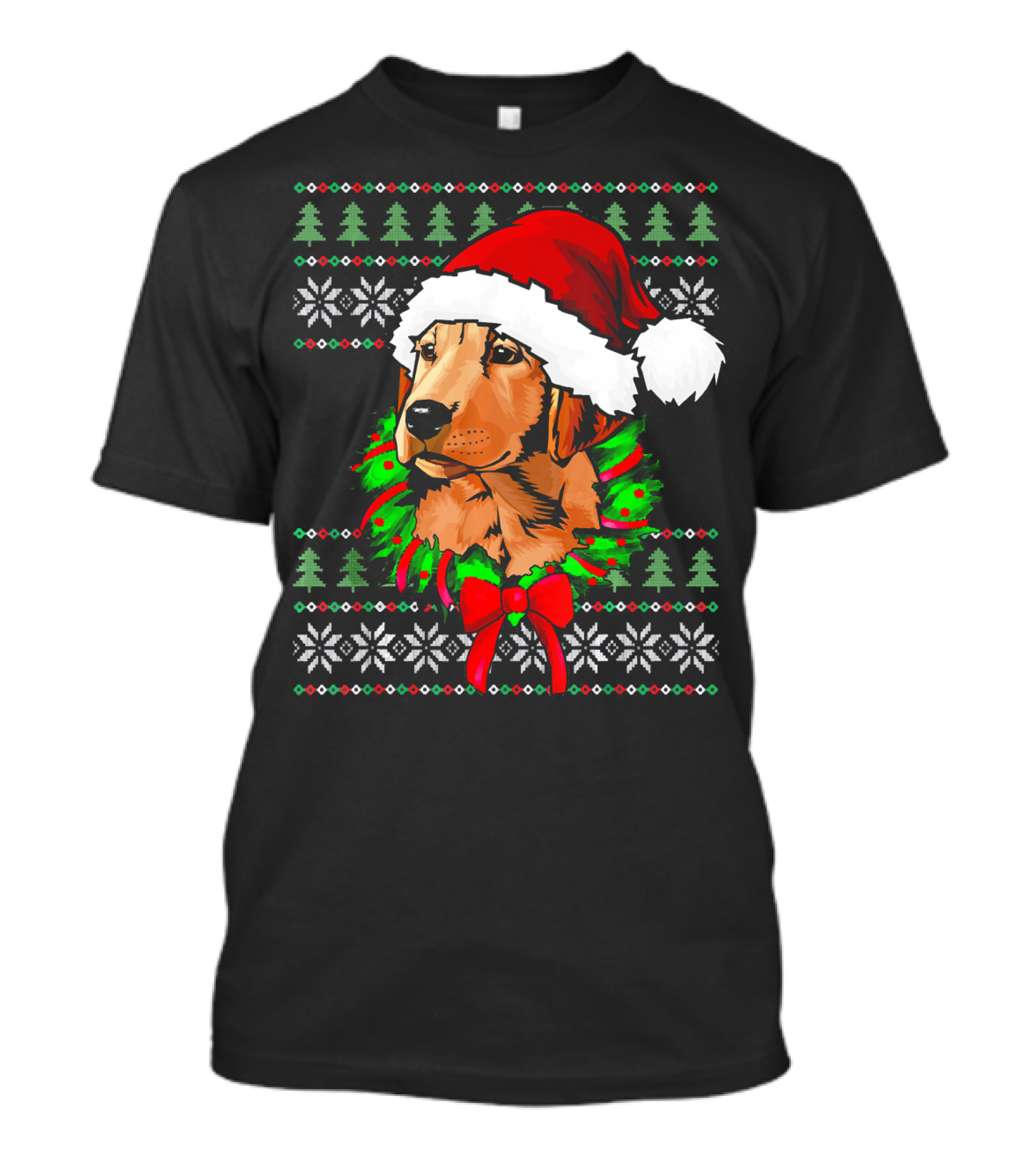 Golden Labrador Retriever Christmas Santa Hat Ugly T-Shirt