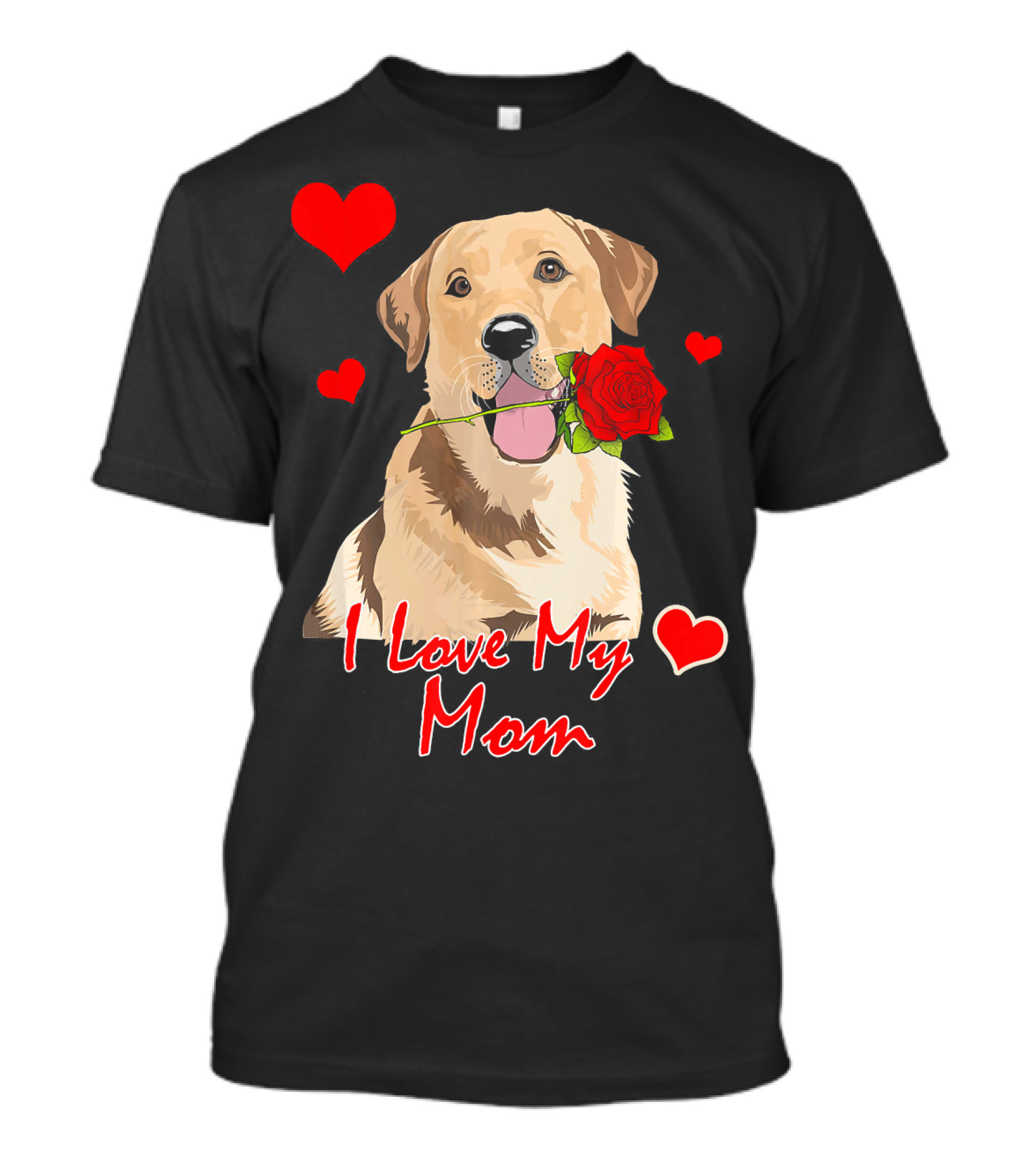 Golden Retriever I Love My Mom Rose Hearts T-Shirt