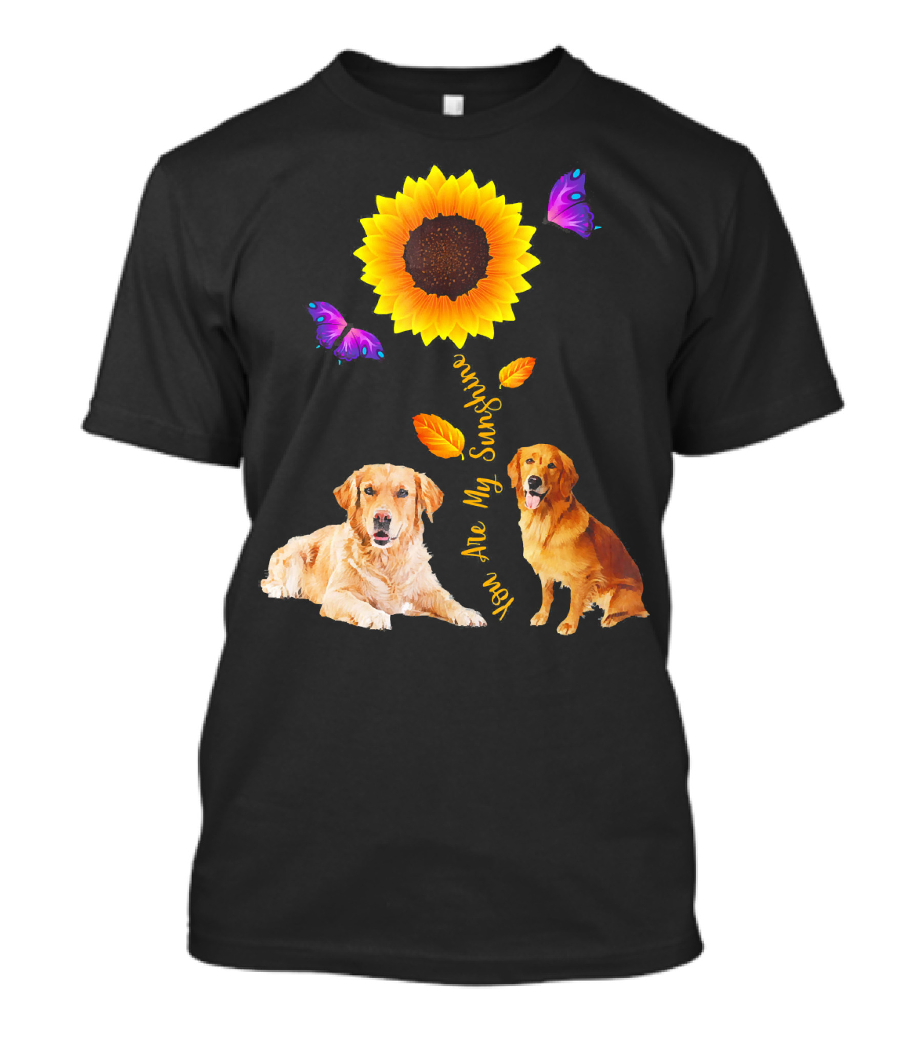 Golden Retriever Sunflower You Are My Sunshine Butterflies T-Shirt