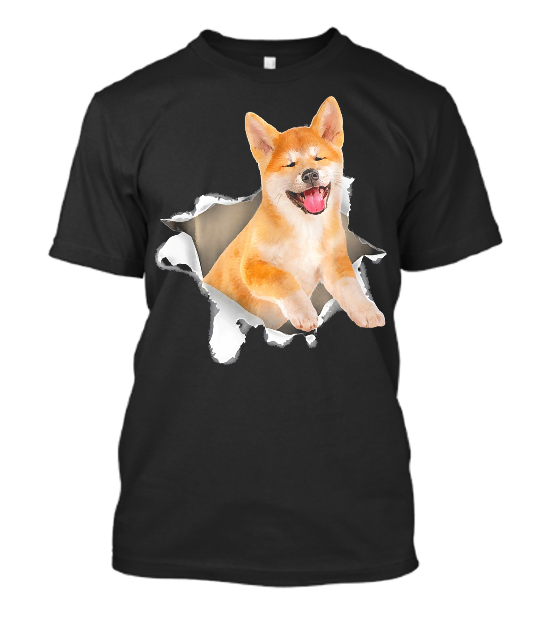 Akita Dog Torn Hole Mid Inside Torn Dog T-Shirt