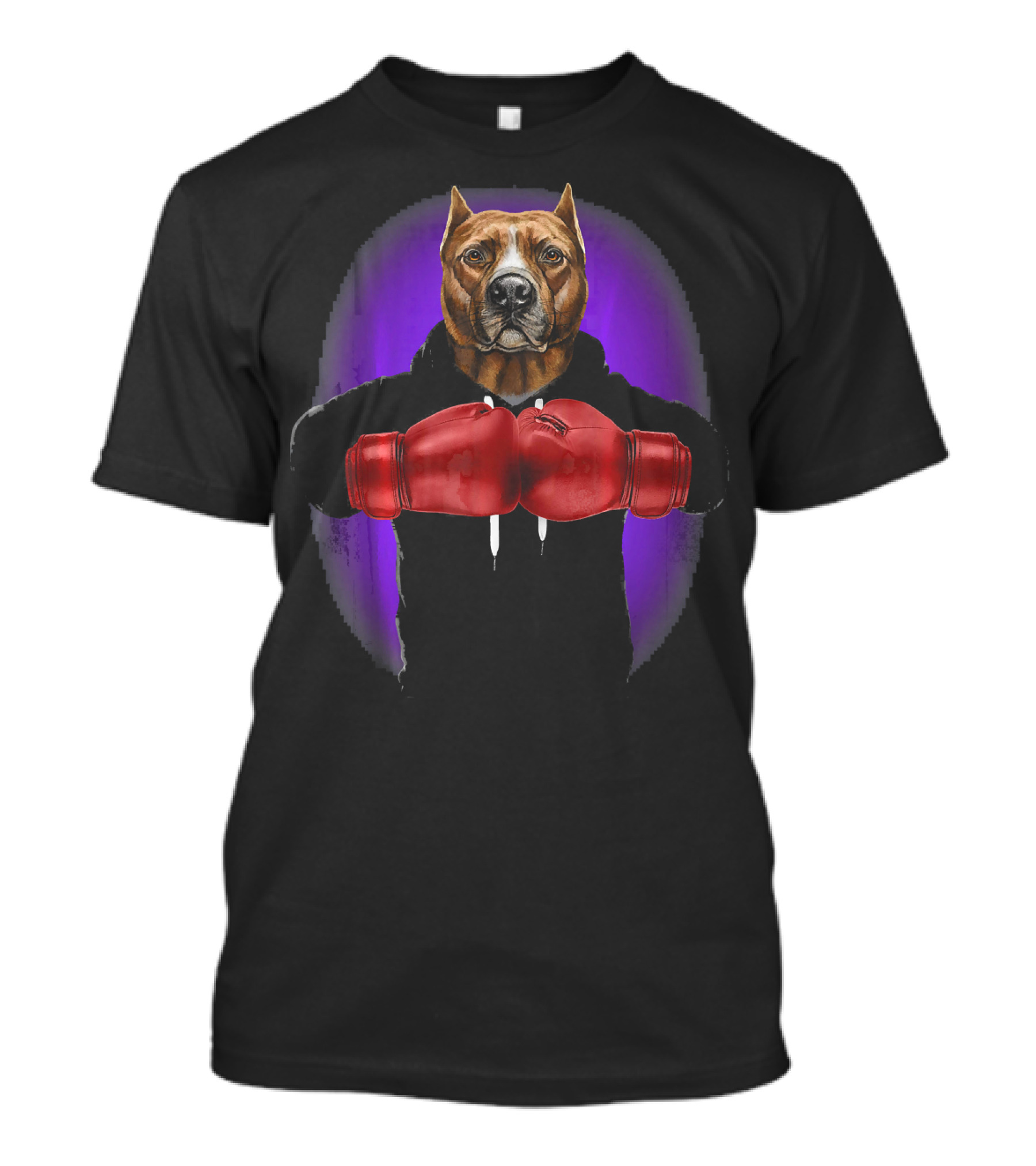 Boxing Brown Pit Bull Dog With Red Gloves Martial Arts T-Shirt