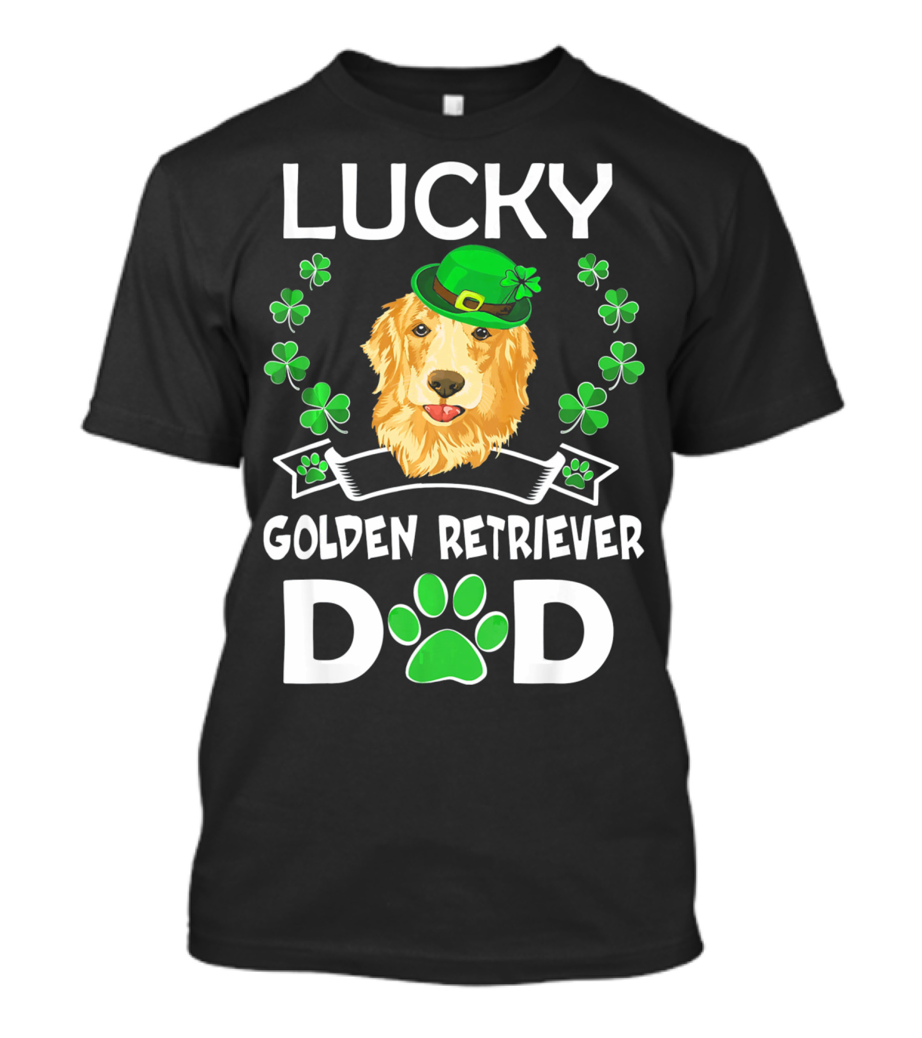 Lucky Golden Retriever Dad St Patricks Day T-Shirt