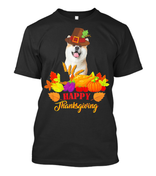 Akita Inu Happy Thanksgiving Pumpkin Harvest Hat T-Shirt