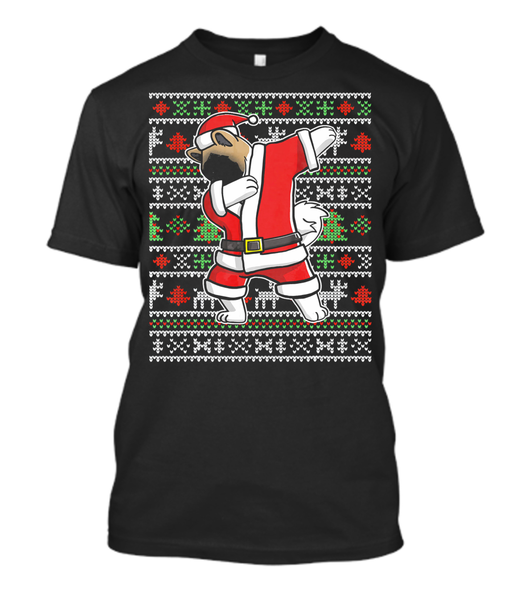 Akita Dog Santa Hat Christmas Dabbing T-Shirt