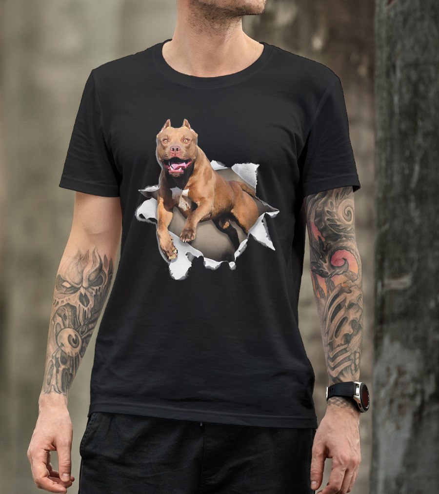 American Pit Bull Terrier Torn Hole T-Shirt