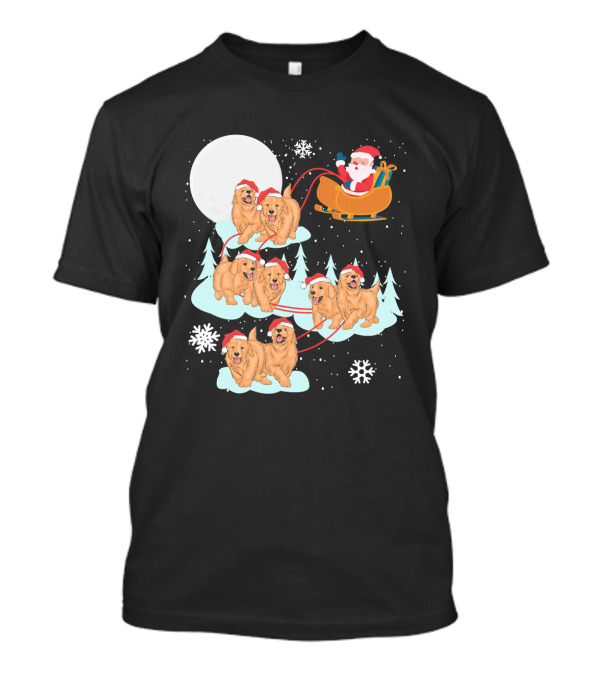 Funny Santa Sleigh Golden Retrievers Christmas T-Shirt