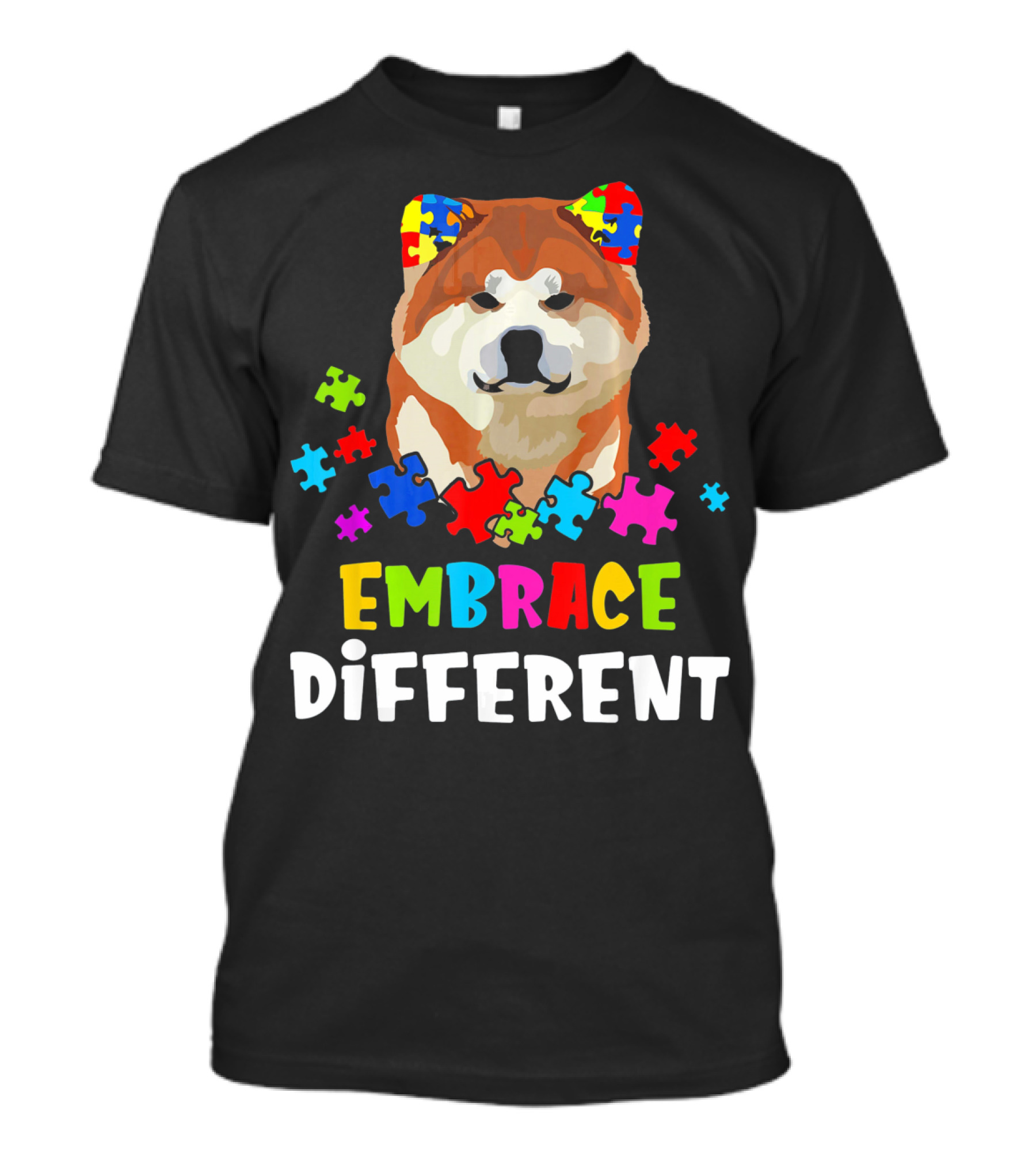 Embrace Different Akita Autism Puzzle Pieces T-Shirt