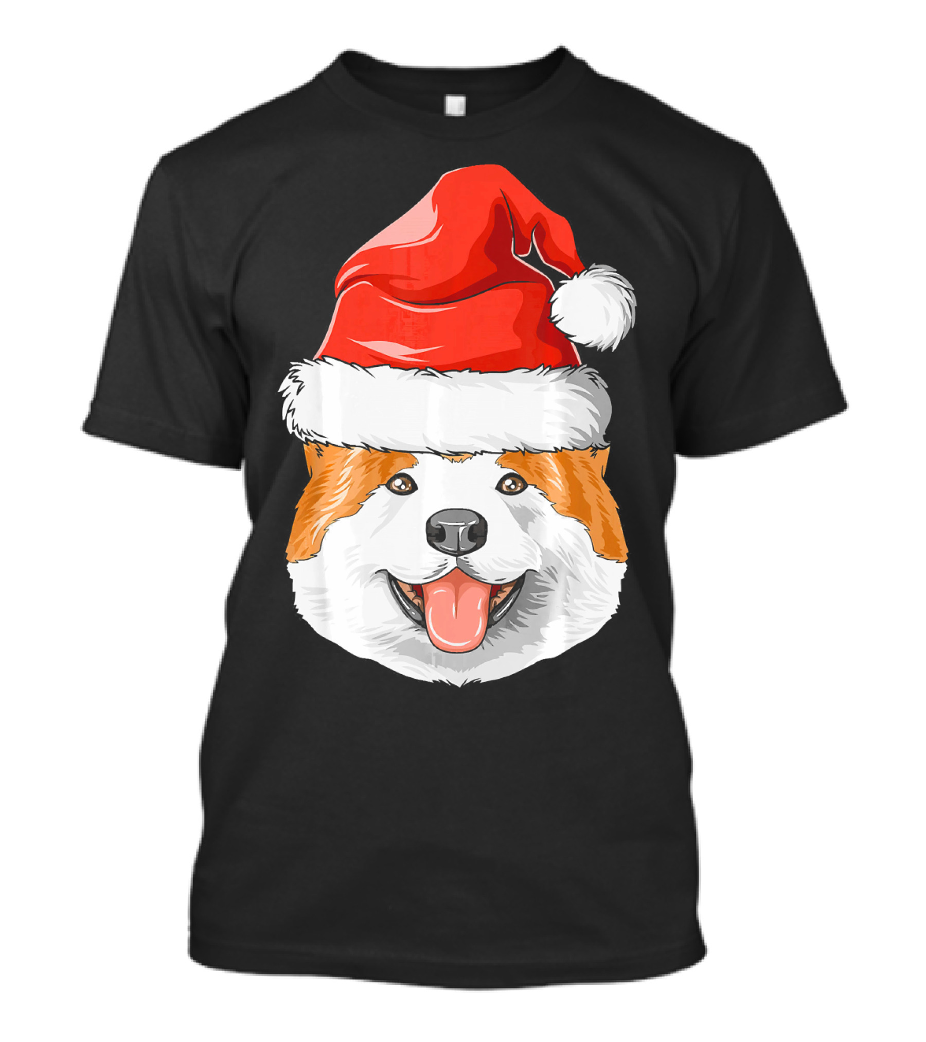 Akita Dog In Santa Hat Christmas T-Shirt