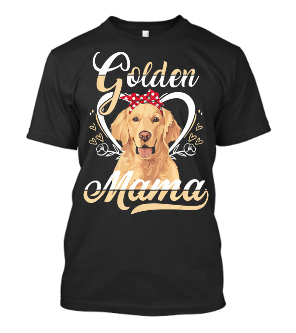 Golden Retriever Mama Red Bow Hearts T-Shirt