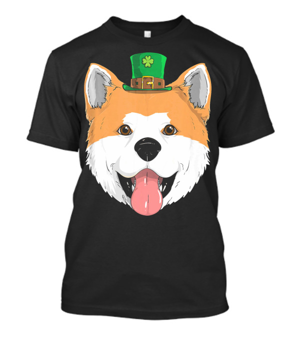 Akita Dog St Patricks Day Leprechaun Hat Pup Shamrock T-Shirt