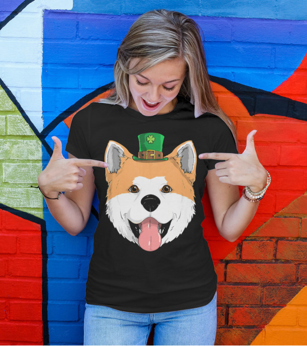 Akita Dog St Patricks Day Leprechaun Hat Pup Shamrock T-Shirt