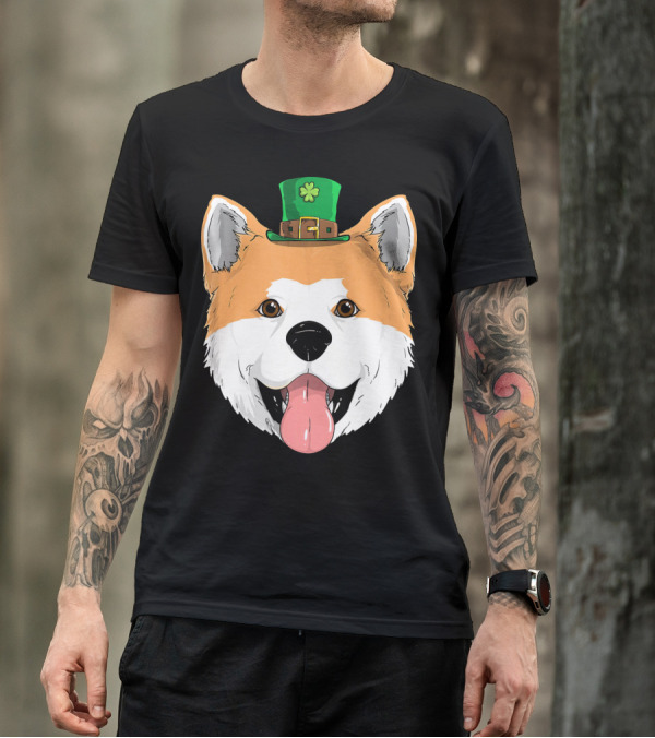 Akita Dog St Patricks Day Leprechaun Hat Pup Shamrock T-Shirt