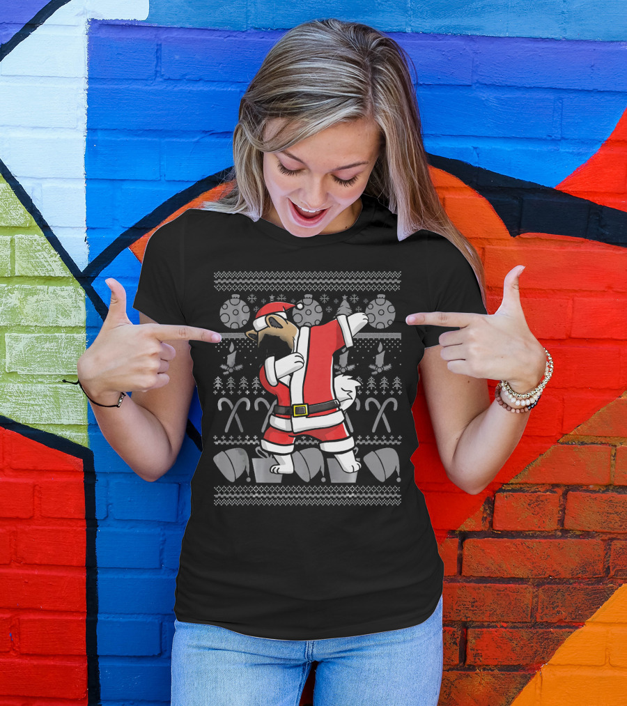 Santa Dabbing Akita Christmas Dab Dance Funny Dog T-Shirt