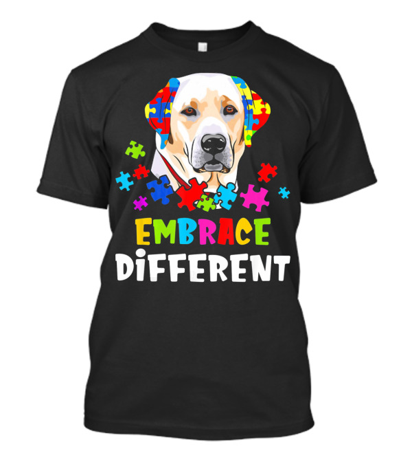 Embrace Different Labrador Puzzle Pieces Autism T-Shirt