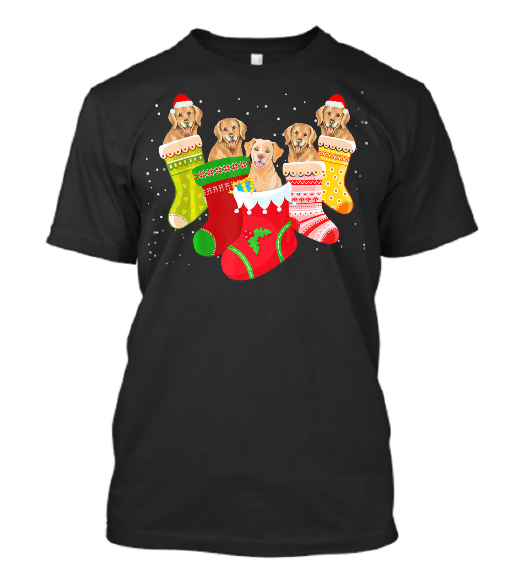 Golden Retriever Christmas Stocking Fun T-Shirt