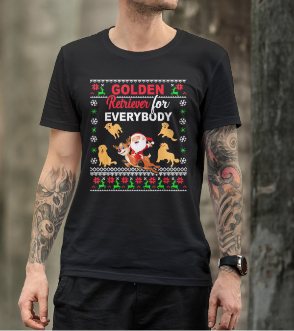 Golden Retriever For Everybody Santa Reindeer Christmas T-Shirt