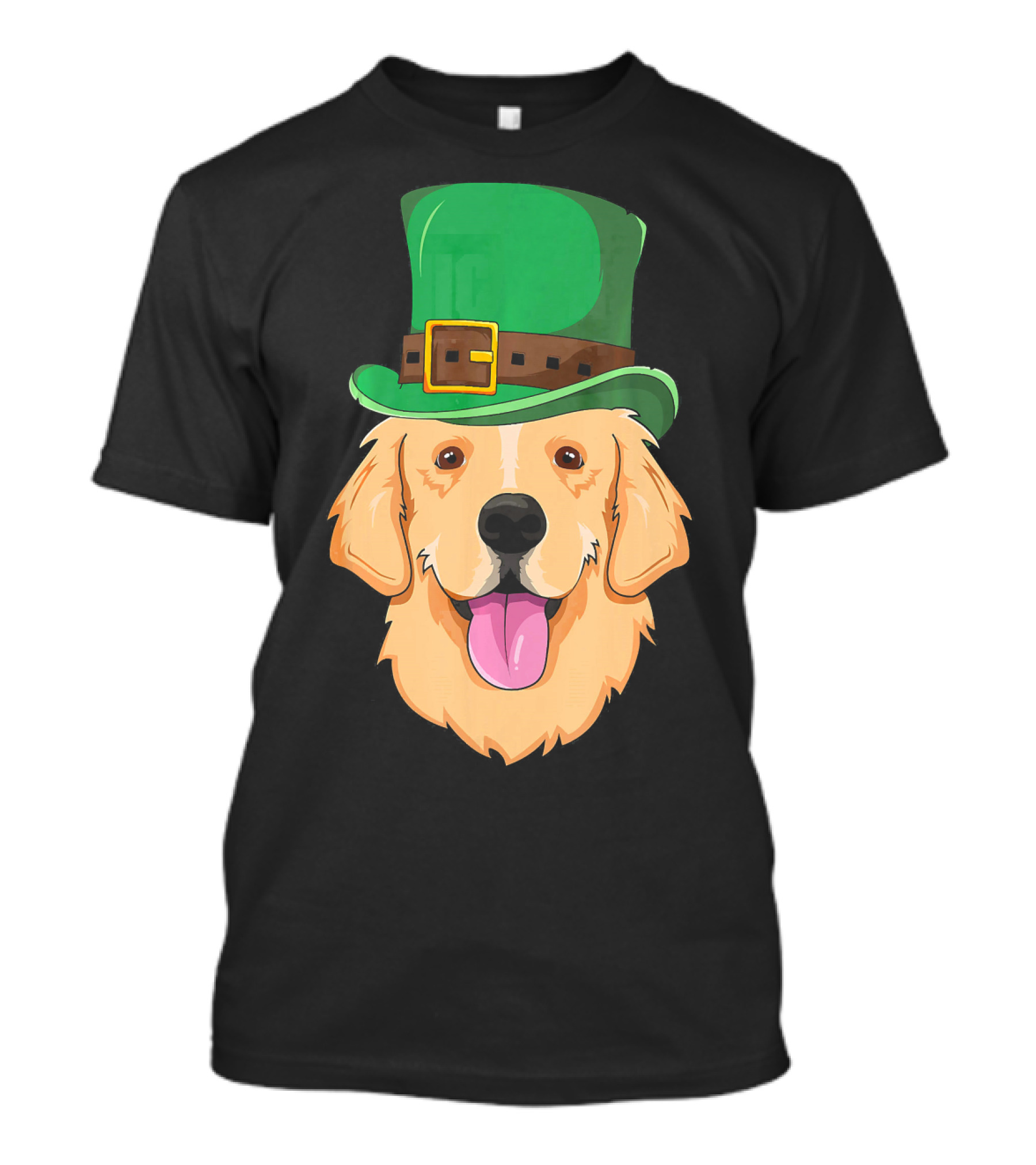 Golden Retriever Wearing St. Patrick's Day Green Hat T-Shirt