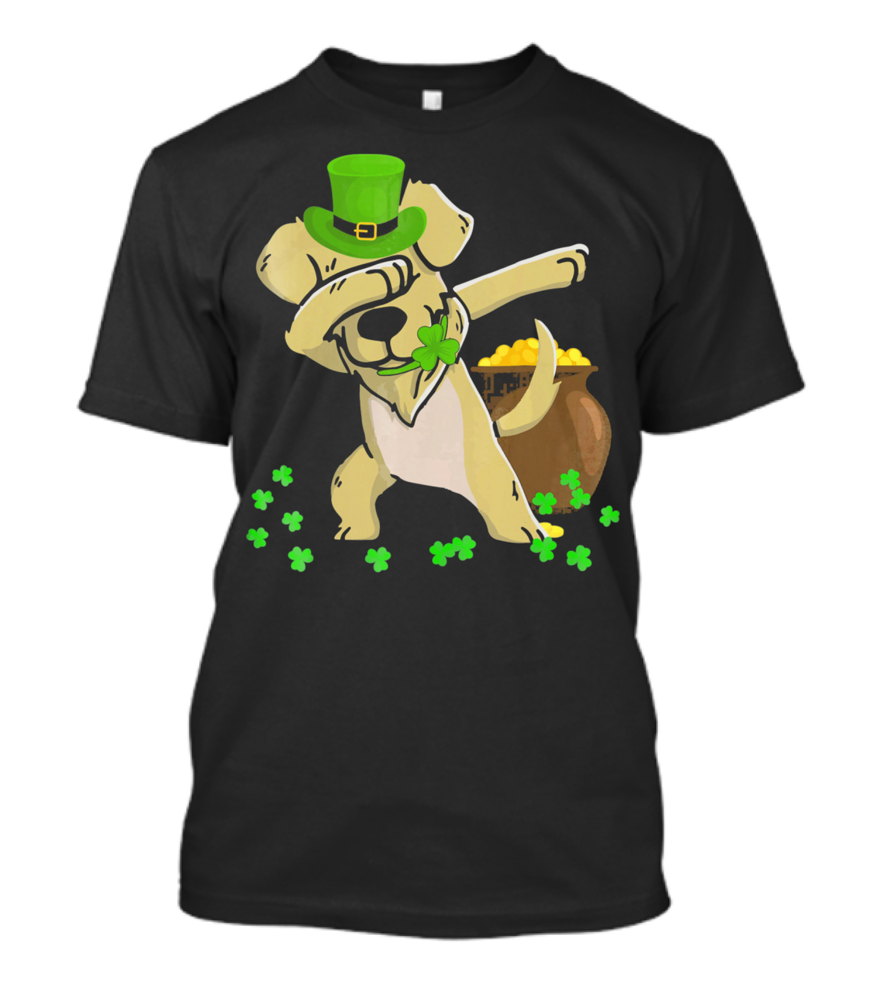 Golden Retriever Dabbing St Patricks Day With Leprechaun Hat And Shamrocks T-Shirt