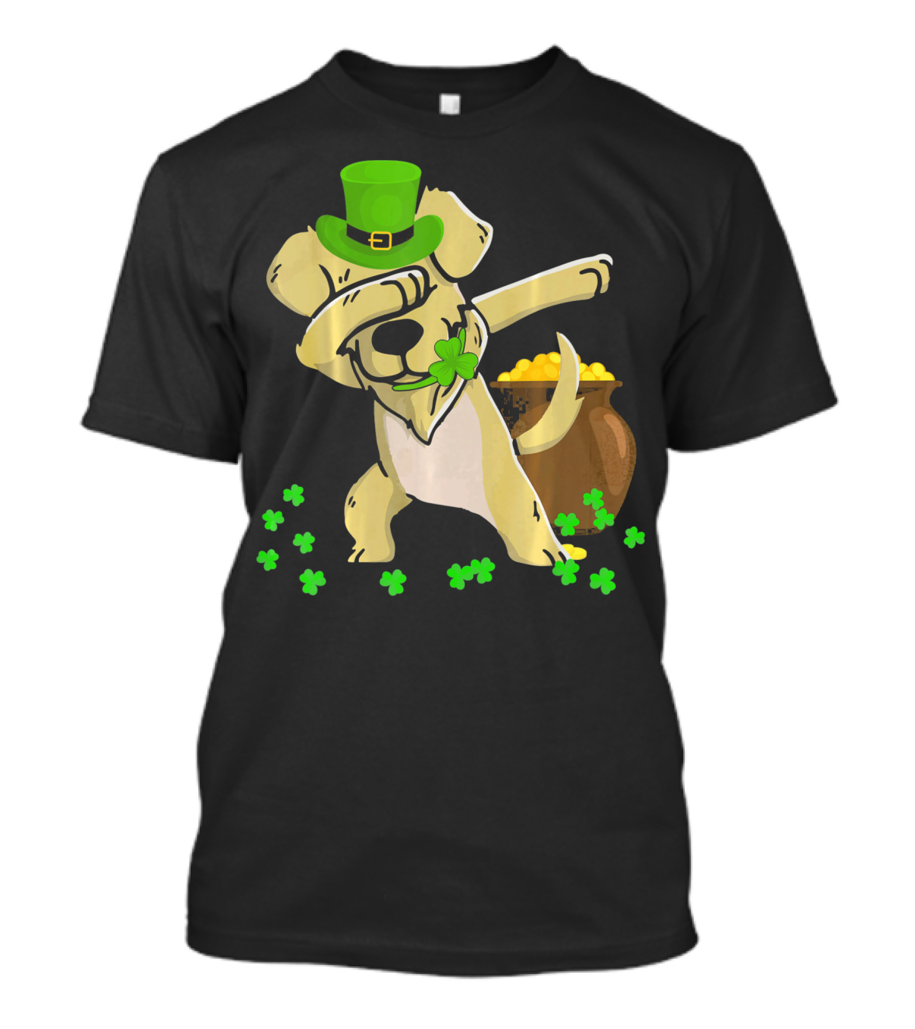 Golden Retriever Dabbing St Patrick's With Shamrock And Gold Pot T-Shirt