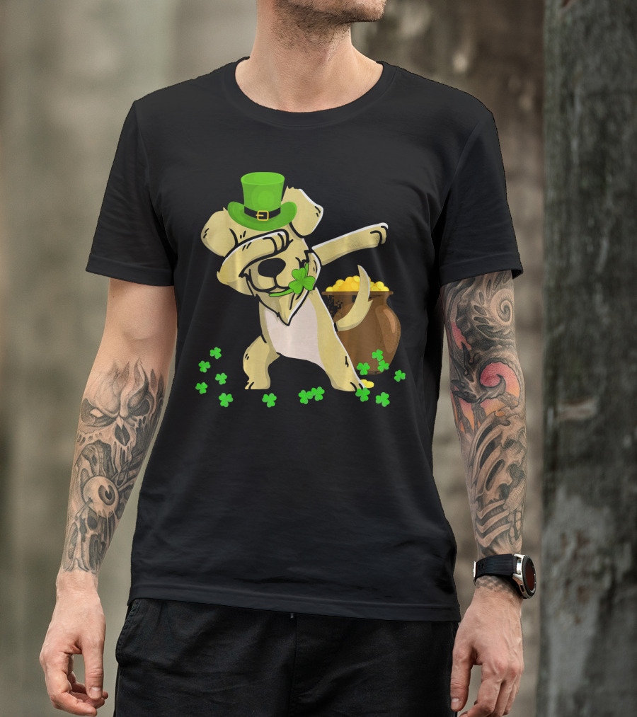 Golden Retriever Dabbing St Patrick's With Shamrock And Gold Pot T-Shirt