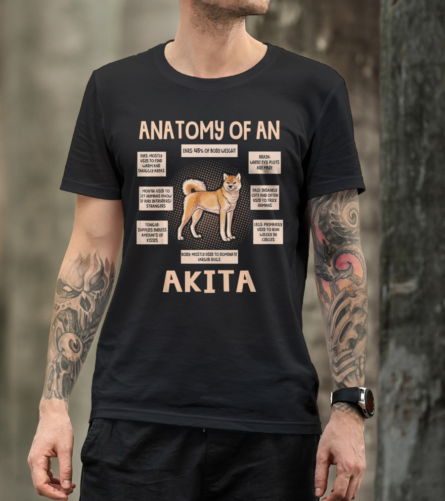 Anatomy Of An Akita Ears Face Eyes Tongue 乐乐 Brain Body Legs Puppy T-Shirt