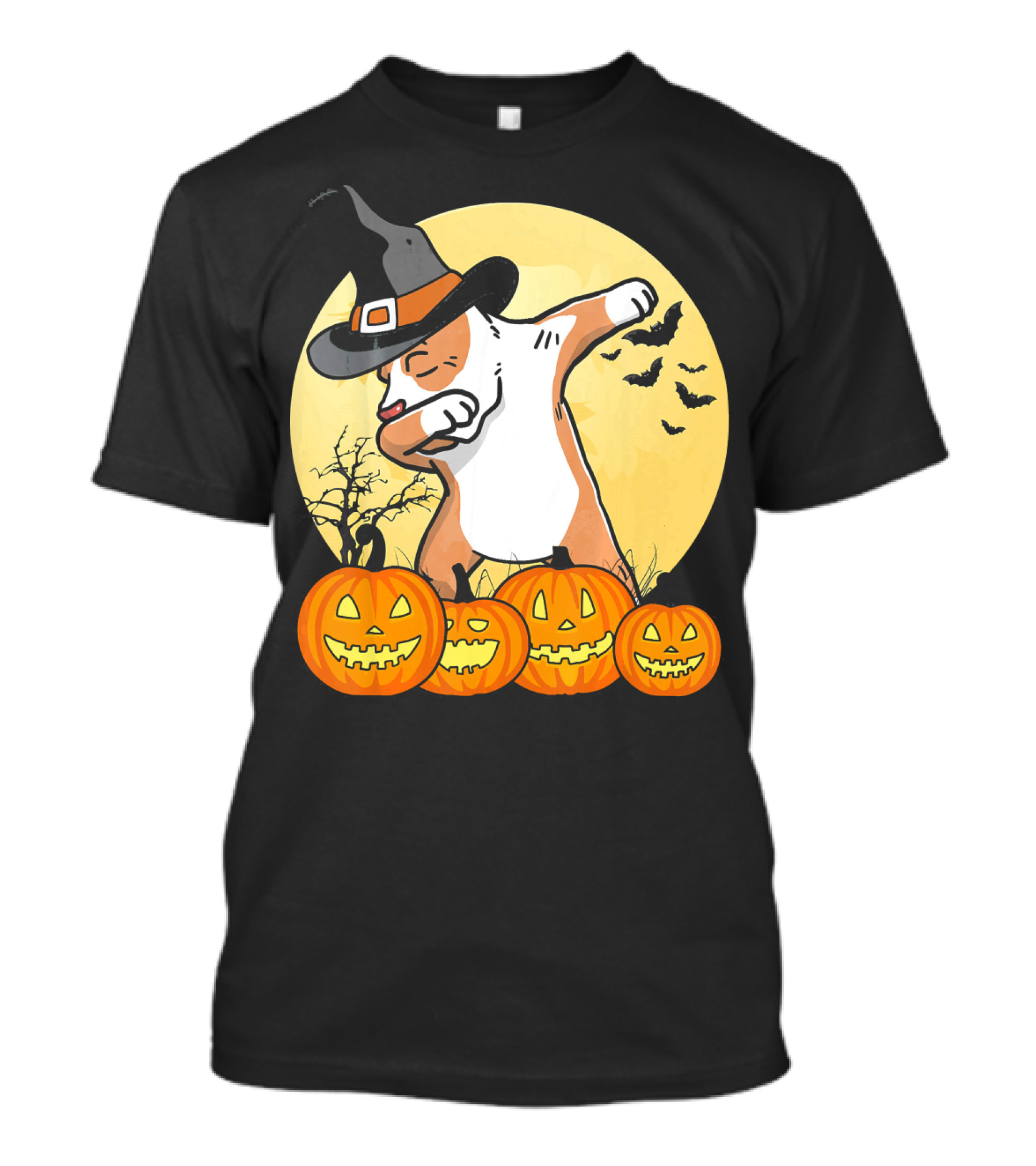 Dabbing Pit Bull Witch Hat Pumpkin Dance Halloween Dog T-Shirt